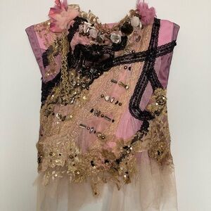 Y2K Rare Mandalay NWT Pink and Black Beaded Fairy Corset Top